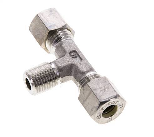 Accesorio de compresión en T de acero inoxidable 8L y R1/4'' con rosca macho 315 bar ISO 8434-1