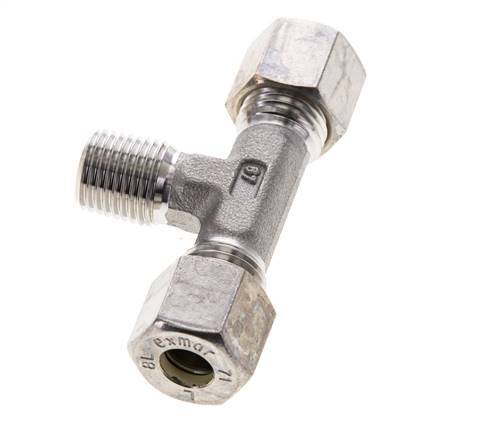 Accesorio de compresión en T de acero inoxidable 8L y R1/4'' con rosca macho 315 bar ISO 8434-1