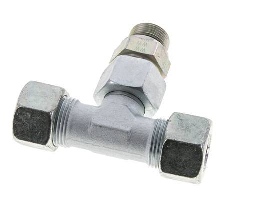 20S y G3/4'' Racor en T de acero galvanizado con rosca macho 400 bar ajustable ISO 8434-1