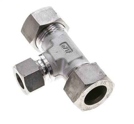 15L & 22L Stainless Steel T-Shape Tee Cutting Fitting 160 bar ISO 8434-1