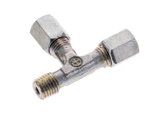 4LL y M8x1 (con) Accesorio de corte en T en ángulo recto de acero galvanizado con rosca macho 100 bar ISO 8434-1
