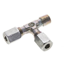 4LL y M8x1 (con) Accesorio de corte en T en ángulo recto de acero galvanizado con rosca macho 100 bar ISO 8434-1