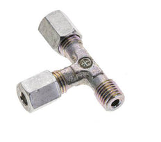 4LL y M8x1 (con) Accesorio de corte en T en ángulo recto de acero galvanizado con rosca macho 100 bar ISO 8434-1
