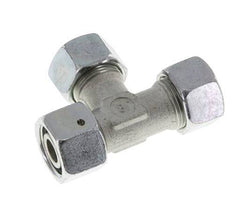 Racor de corte en T en ángulo recto de acero cincado 15L con rótula 315 bar NBR ajustable ISO 8434-1
