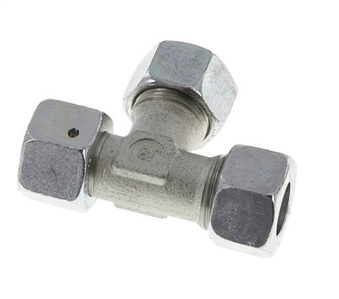 Racor de corte en T en ángulo recto de acero cincado 15L con rótula 315 bar NBR ajustable ISO 8434-1