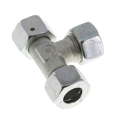 Racor de corte en T en ángulo recto de acero cincado 15L con rótula 315 bar NBR ajustable ISO 8434-1
