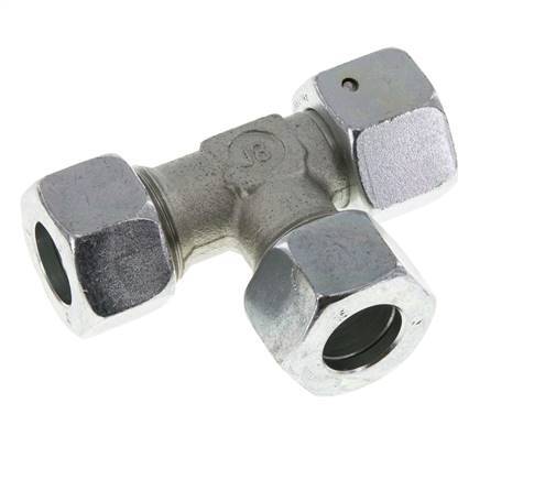 Racor de corte en T en ángulo recto de acero cincado 15L con rótula 315 bar NBR ajustable ISO 8434-1