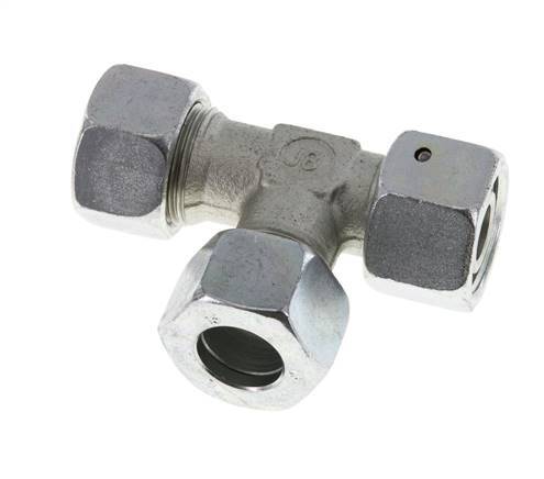 Racor de corte en T en ángulo recto de acero cincado 15L con rótula 315 bar NBR ajustable ISO 8434-1