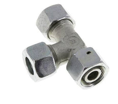 Racor de corte en T en ángulo recto de acero cincado 15L con rótula 315 bar NBR ajustable ISO 8434-1