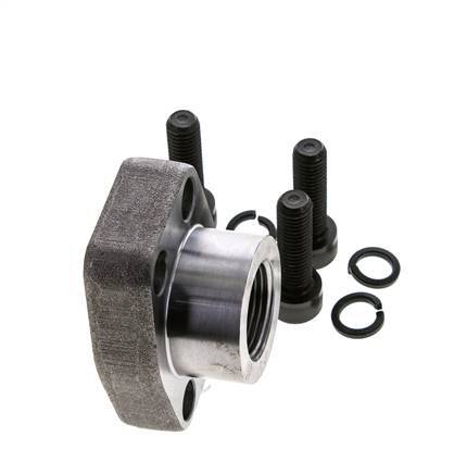 Brida SAE de 1'' 3000 PSI de acero liso con roscas hembra G3/4'' ISO 6162-1