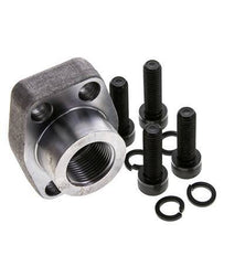Brida SAE de 1'' 3000 PSI de acero liso con roscas hembra G3/4'' ISO 6162-1