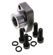 Brida SAE de 1'' 3000 PSI de acero liso con roscas hembra G3/4'' ISO 6162-1