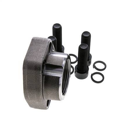 Brida SAE 1-1/4'' Acero liso 3000 PSI con roscas hembra G1-1/4'' ISO 6162-1