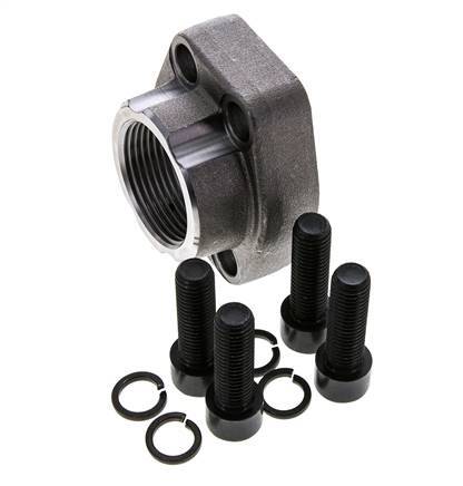 Brida SAE 1-1/4'' Acero liso 3000 PSI con roscas hembra G1-1/4'' ISO 6162-1