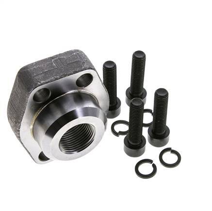 Brida SAE de 1-1/4'' Acero liso 3000 PSI con roscas hembra G3/4'' ISO 6162-1