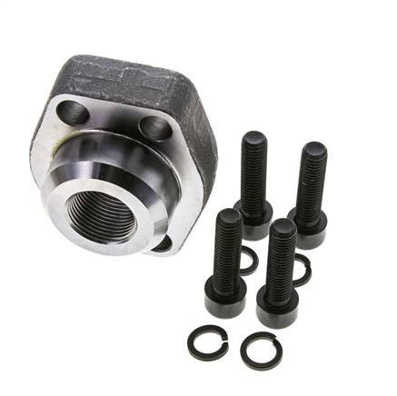Brida SAE de 1-1/4'' Acero liso 3000 PSI con roscas hembra G3/4'' ISO 6162-1