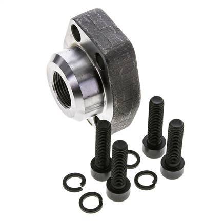 Brida SAE de 1-1/4'' Acero liso 3000 PSI con roscas hembra G3/4'' ISO 6162-1