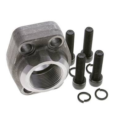 1-1/2'' SAE Flange 3000 PSI Plain Steel with G1-1/4'' Female Threads ISO 6162-1