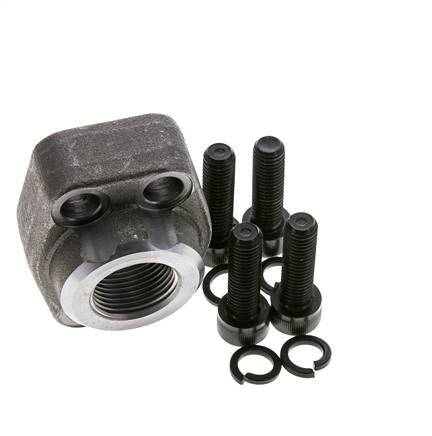 Brida 3/4'' SAE 6000 PSI Acero liso con rosca hembra G3/4'' ISO 6162-2
