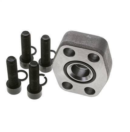 1-1/4'' SAE Flange 6000 PSI Plain Steel with G1'' Female Threads ISO 6162-2