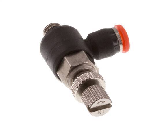 Silenciador de control de flujo Codo de entrada de medidor 3 mm - M5 Latón/PBT