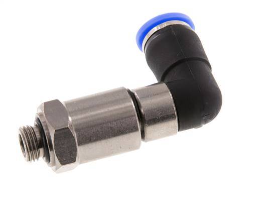 Codo de 8 mm y G1/8'' Junta giratoria rápida Rosca macho Niquelada Latón/PBT NBR Giratorio