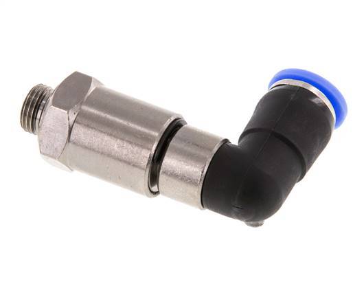 Codo de 8 mm y G1/8'' Junta giratoria rápida Rosca macho Niquelada Latón/PBT NBR Giratorio