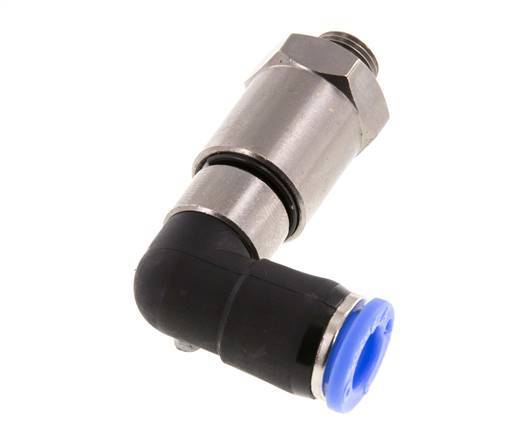 Codo de 8 mm y G1/8'' Junta giratoria rápida Rosca macho Niquelada Latón/PBT NBR Giratorio