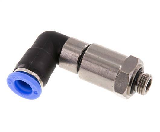 Codo de 8 mm y G1/8'' Junta giratoria rápida Rosca macho Niquelada Latón/PBT NBR Giratorio