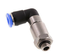 Codo de 8 mm y G1/8'' Junta giratoria rápida Rosca macho Niquelada Latón/PBT NBR Giratorio