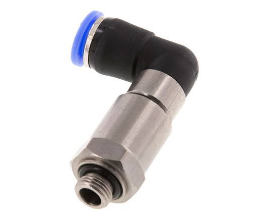 Codo de 8 mm y G1/8'' Junta giratoria rápida Rosca macho Niquelada Latón/PBT NBR Giratorio