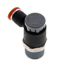 Válvula de control de flujo Codo de medición 6 mm - R3/8'' Latón/PA 66 Tuerca de seguridad