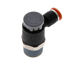 Válvula de control de flujo Codo de medición 6 mm - R3/8'' Latón/PA 66 Tuerca de seguridad