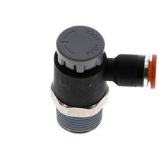 Válvula de control de flujo Codo de medición 6 mm - R3/8'' Latón/PA 66 Tuerca de seguridad