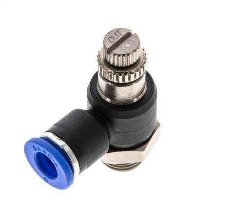 Silenciador de control de flujo Codo de salida de contador 6 mm - G1/8'' Latón/PA 66