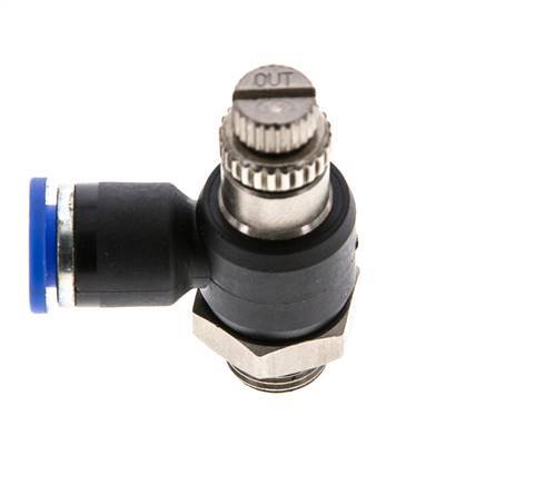 Silenciador de control de flujo Codo de salida de contador 6 mm - G1/8'' Latón/PA 66