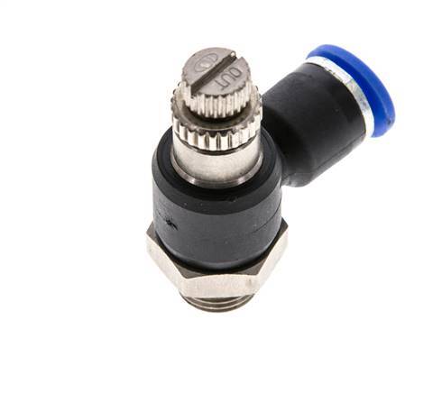 Silenciador de control de flujo Codo de salida de contador 6 mm - G1/8'' Latón/PA 66
