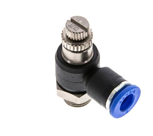 Silenciador de control de flujo Codo de salida de contador 6 mm - G1/8'' Latón/PA 66
