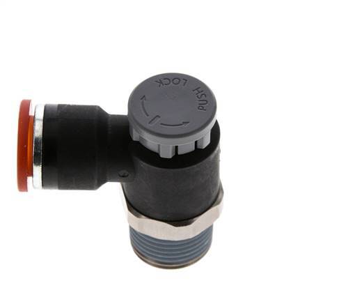 Válvula de control de flujo Codo de entrada al medidor 10 mm - R3/8'' Latón/PA 66 Tuerca de seguridad