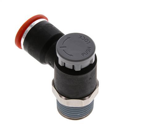 Válvula de control de flujo Codo de entrada al medidor 10 mm - R3/8'' Latón/PA 66 Tuerca de seguridad