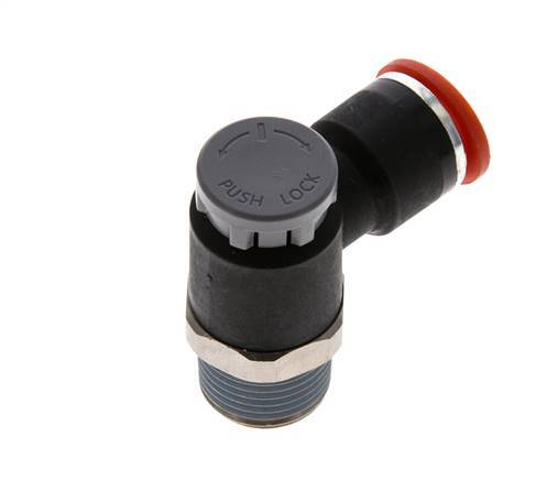 Válvula de control de flujo Codo de entrada al medidor 10 mm - R3/8'' Latón/PA 66 Tuerca de seguridad