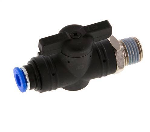 Válvula de bola recta de 2 vías 6 mm - R1/4'' Plástico/Latón