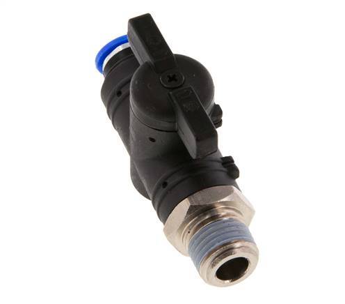 Válvula de bola recta de 2 vías 6 mm - R1/4'' Plástico/Latón