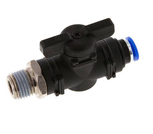 Válvula de bola recta de 2 vías 6 mm - R1/4'' Plástico/Latón