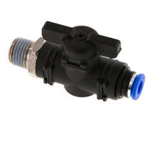 Válvula de bola recta de 2 vías 6 mm - R1/4'' Plástico/Latón