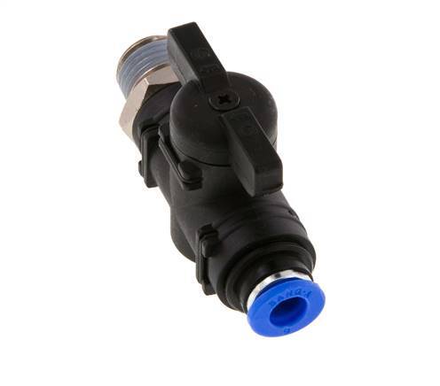 Válvula de bola recta de 2 vías 6 mm - R1/4'' Plástico/Latón