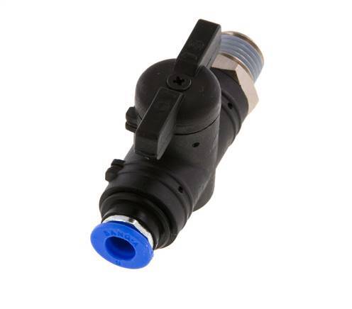 Válvula de bola recta de 2 vías 6 mm - R1/4'' Plástico/Latón