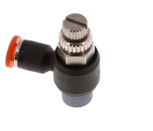 Silenciador de control de flujo Codo de entrada de medidor 4 mm - R1/8'' Latón/PA 66