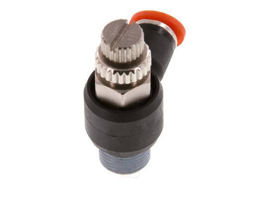 Silenciador de control de flujo Codo de entrada de medidor 4 mm - R1/8'' Latón/PA 66