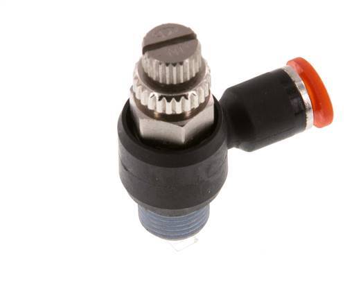 Silenciador de control de flujo Codo de entrada de medidor 4 mm - R1/8'' Latón/PA 66